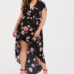 Black Floral Chalis Walk-through Romper